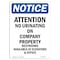 Signmission OSHA Notice, 5" Height, Attention No Urinating On Company Sign, 5" X 3.5", Portrait OS-NS-D-35-V-10214 - alternate 1